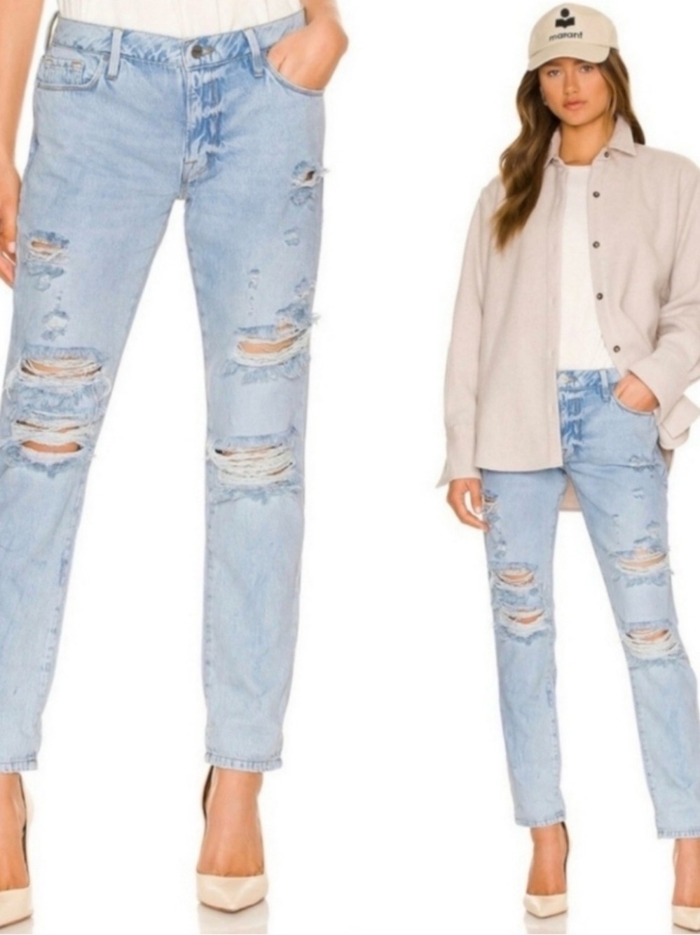 Frame Denim Jean Ripped Le Garçon Distressed Boyfriend Jeans In Natoma Size 27